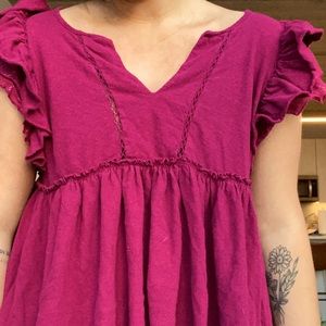 Glitter flutter sleeve blouse